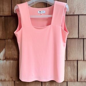 Aldila 🇨🇦 Square Neck Peach Jersey Sleeveless Top